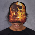 Skull In Flames Print Baseball Cap
