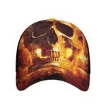 Skull In Flames Print Baseball Cap