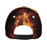 Skull In Flames Print Baseball Cap