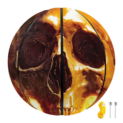 Skull In Flames Print Basketball