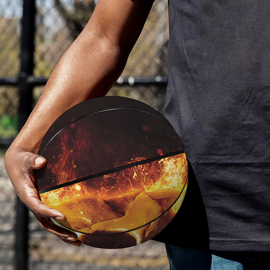 Skull In Flames Print Basketball