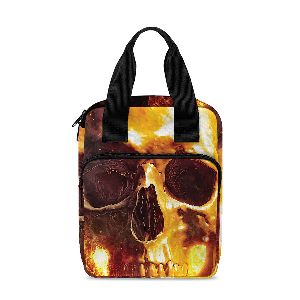 Skull In Flames Print Bible Tote Bag