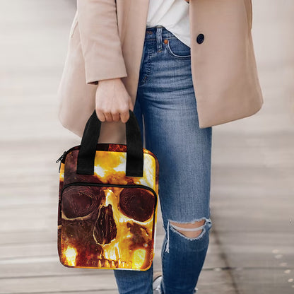 Skull In Flames Print Bible Tote Bag