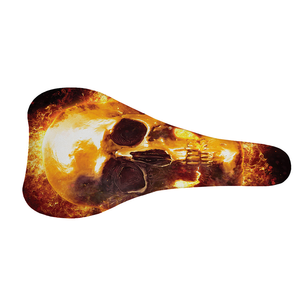 Skull In Flames Print Bicycle Seat Cover