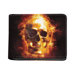 Skull In Flames Print Bifold Wallet
