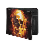 Skull In Flames Print Bifold Wallet