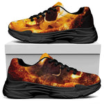 Skull In Flames Print Black Chunky Shoes