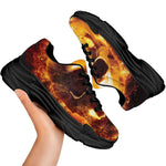 Skull In Flames Print Black Chunky Shoes