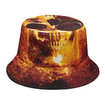 Skull In Flames Print Bucket Hat