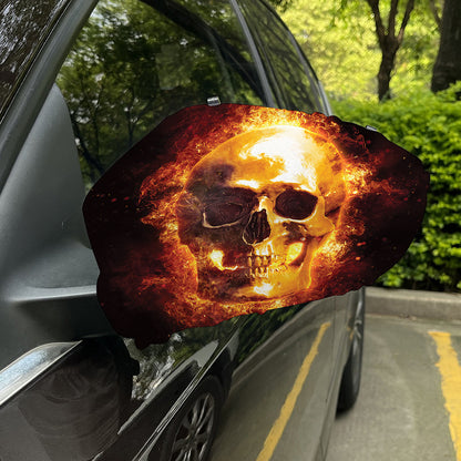 Skull In Flames Print Car Side Mirror Covers