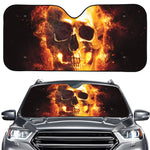 Skull In Flames Print Car Windshield Sun Shade