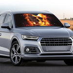 Skull In Flames Print Car Windshield Sun Shade