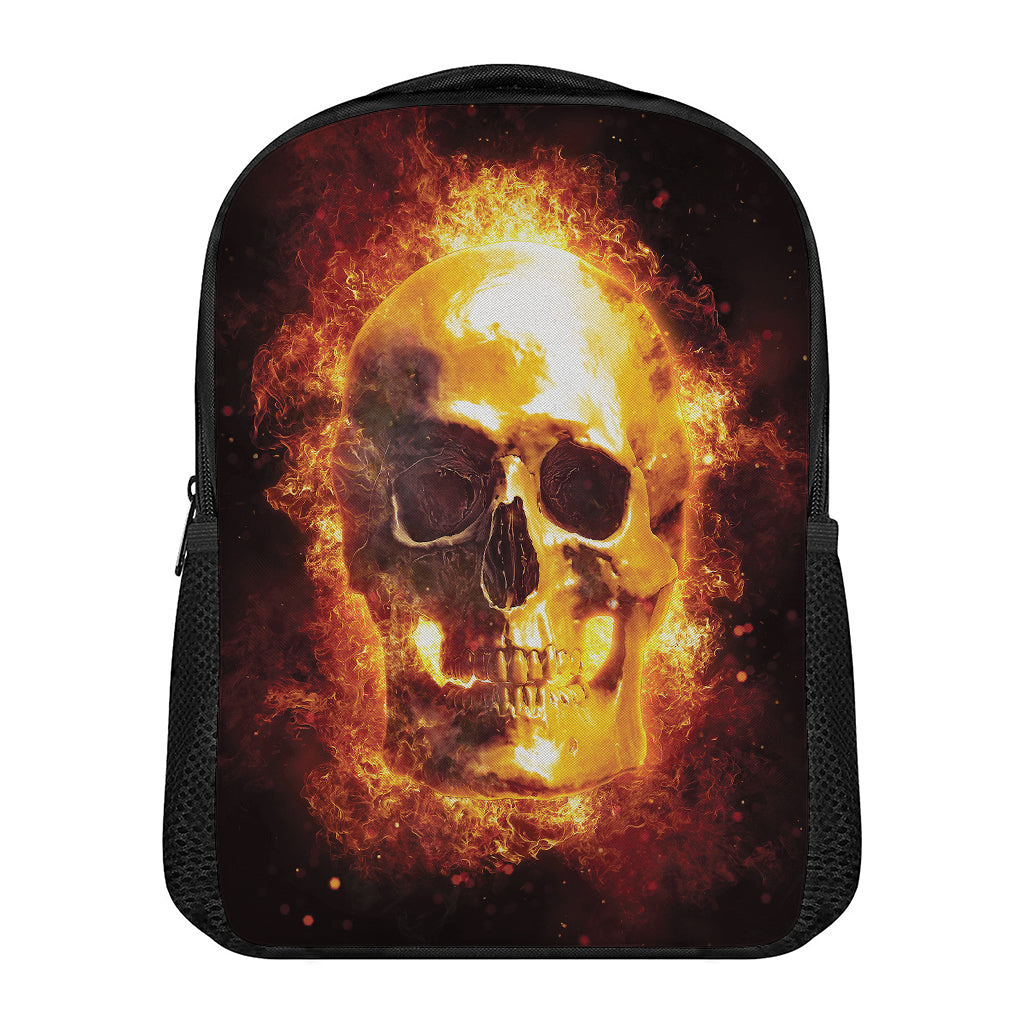 Skull In Flames Print Casual Backpack