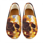 Skull In Flames Print Casual Shoes