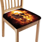 Skull In Flames Print Chair Cushion Cover