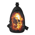 Skull In Flames Print Sling Bag