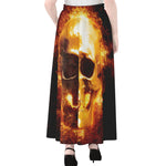 Skull In Flames Print Chiffon Maxi Skirt