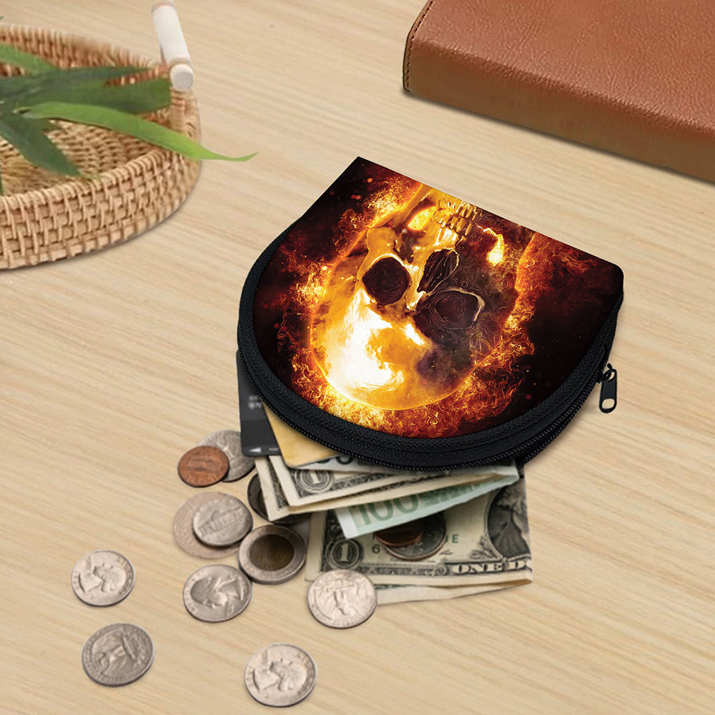 Skull In Flames Print Coin Purse