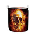 Skull In Flames Print Collapsible Laundry Basket