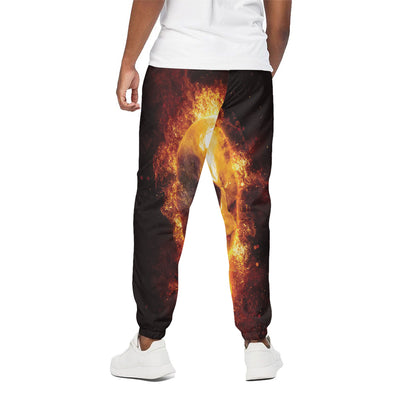 Skull In Flames Print Cotton Pants
