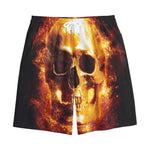 Skull In Flames Print Cotton Shorts