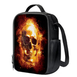 Skull In Flames Print Crossbody Lunch Bag