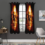Skull In Flames Print Curtain
