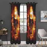 Skull In Flames Print Curtain