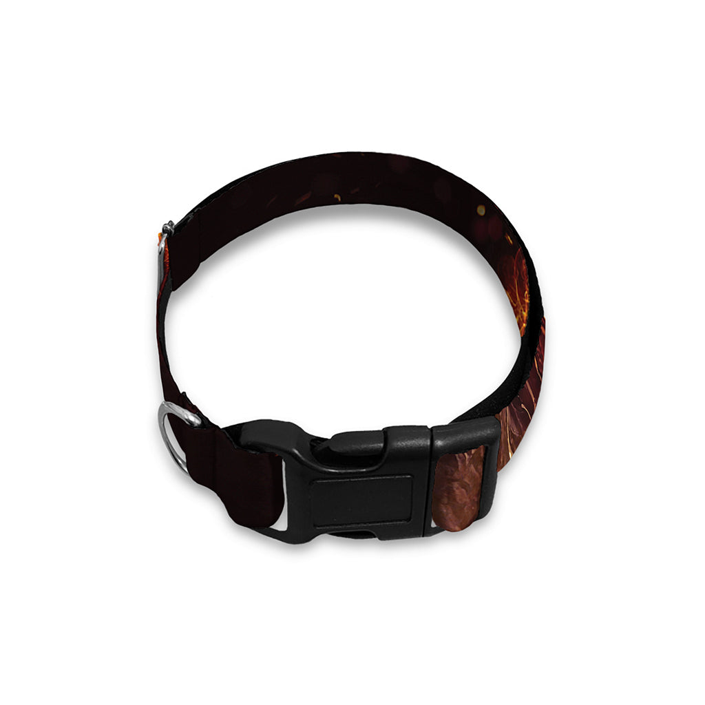 Skull In Flames Print Dog Collar
