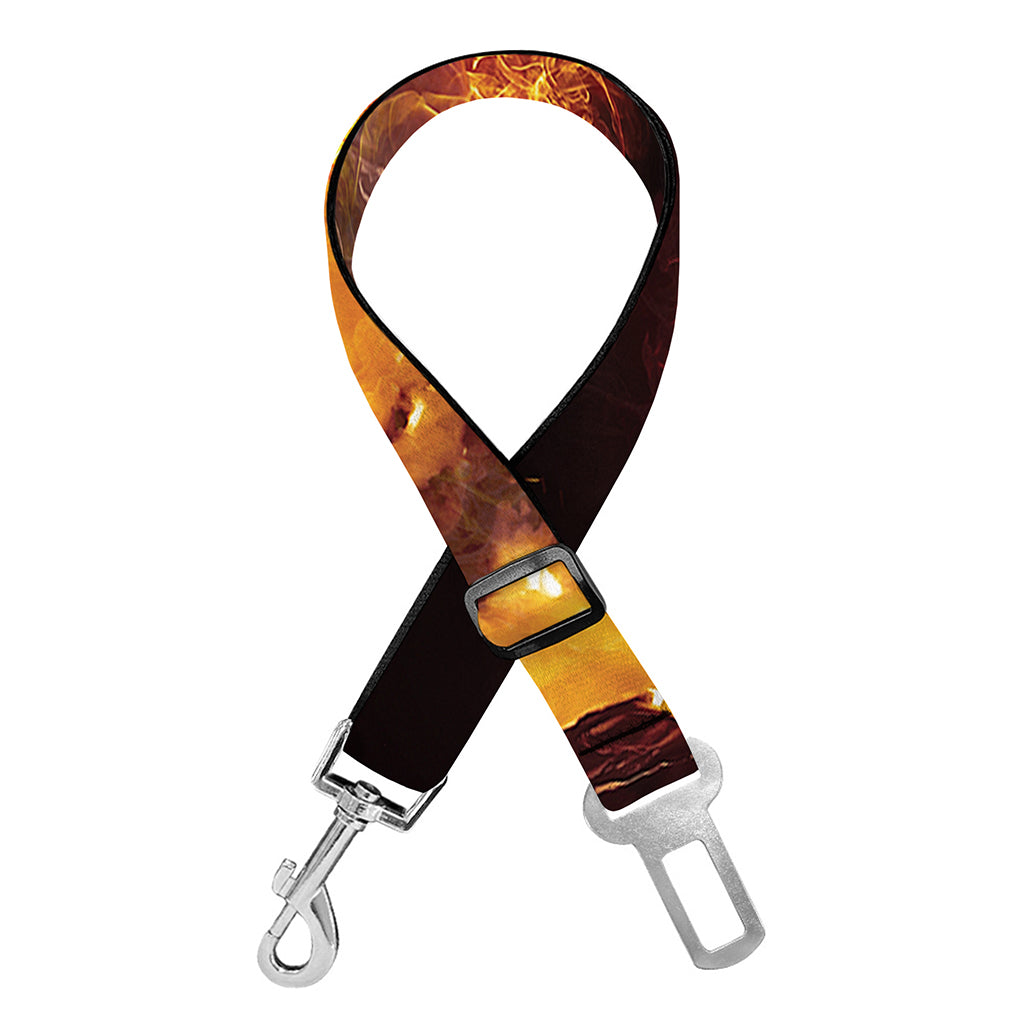 Skull In Flames Print Dog Seat Belt