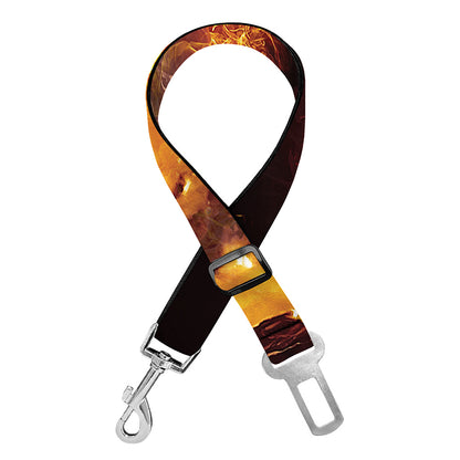 Skull In Flames Print Dog Seat Belt