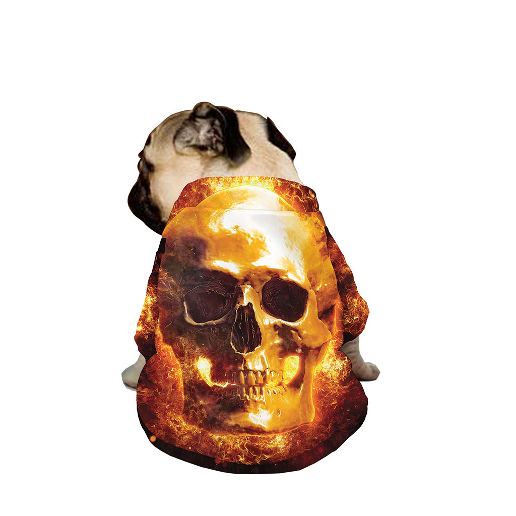Skull In Flames Print Dog Zip Up Jacket