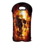 Skull In Flames Print Double Neoprene Wine Tote