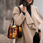 Skull In Flames Print Double Strap Bible Bag