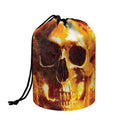 Skull In Flames Print Drawstring Makeup Bag