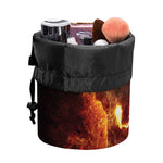 Skull In Flames Print Drawstring Makeup Bag