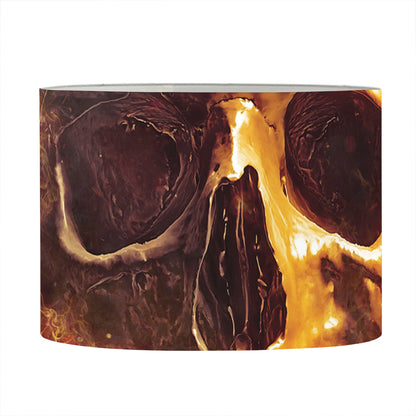 Skull In Flames Print Drum Lamp Shade