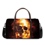Skull In Flames Print Duffle Bag