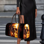 Skull In Flames Print Duffle Bag