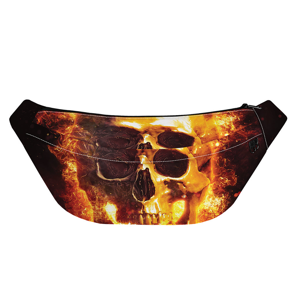 Skull In Flames Print Fanny Pack