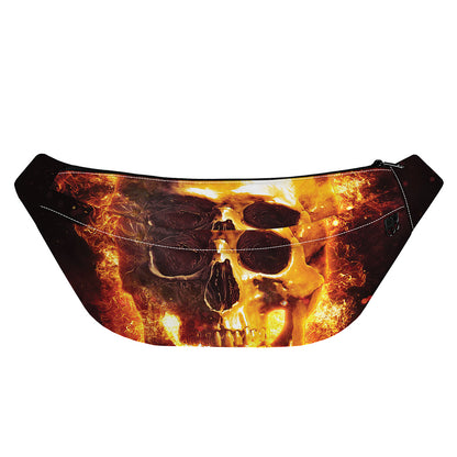Skull In Flames Print Fanny Pack