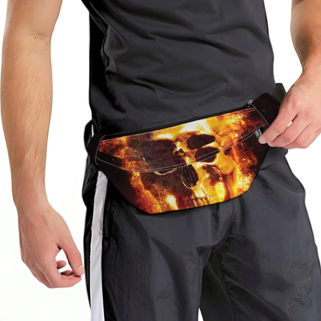 Skull In Flames Print Fanny Pack