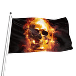 Skull In Flames Print Flag