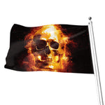 Skull In Flames Print Flag