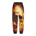 Skull In Flames Print Fleece Lined Knit Pants