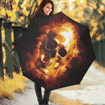 Skull In Flames Print Foldable Umbrella