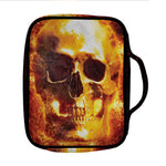Skull In Flames Print Front Pocket Bible Bag