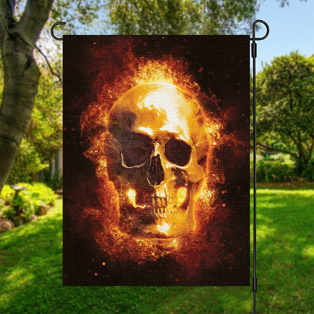 Skull In Flames Print Garden Flag