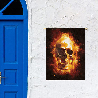 Skull In Flames Print Garden Flag