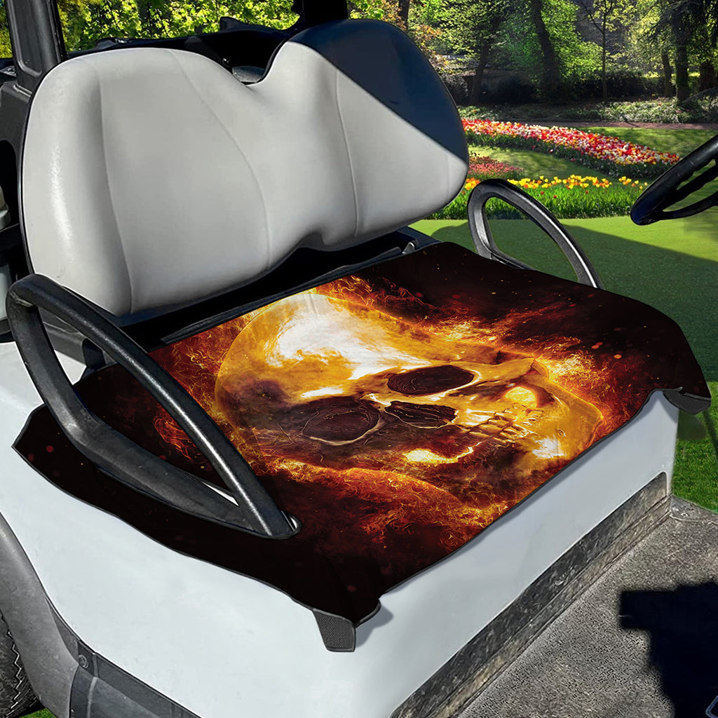 Skull In Flames Print Golf Cart Seat Cover